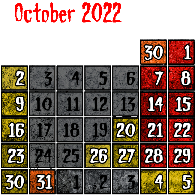 October 2022 Dates & Hours of Operation